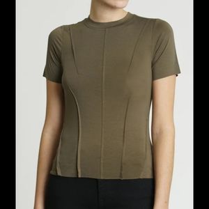 Pistola Raw Seam Pintucked Shirt in Color Juniper Size Small